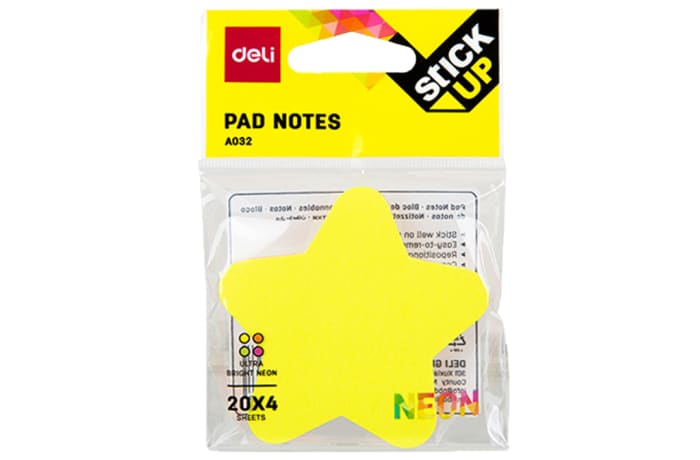 Stick up Pad Notes Star Shaped Assorted Assorted Neon Colours image