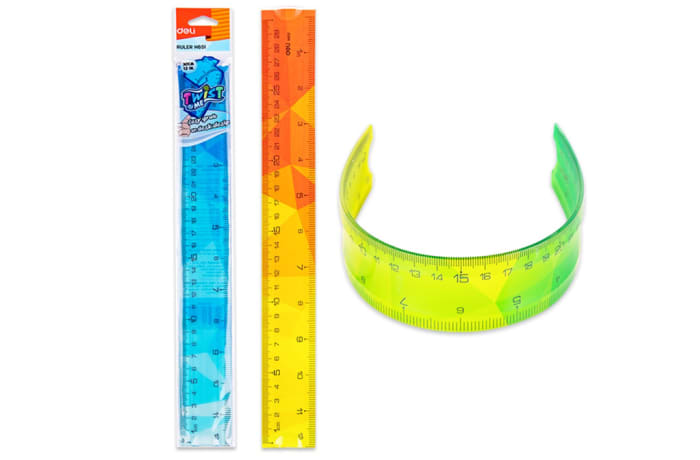 Deli Twist Me Ruler  30cm Assorted Colours  H651 image