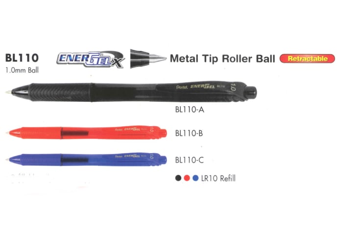 Energel Roller Pens - BL110 EnerGel X Metal Tip Roller Ball Retractable  image