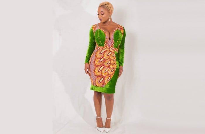 Sheath dress overlayed with chitenge image