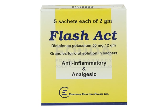 Flash Act  Diclofenac Potassium anti-Inflammatory & Analgesic  5 Sachets image