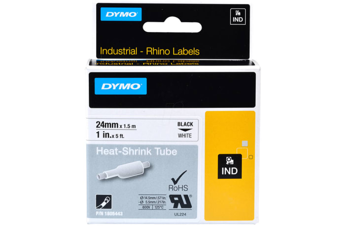 Industrial Rhino Labels  Heat-Shrink Tube 24mm X 1.5metres Htdyt24hsbkwt image