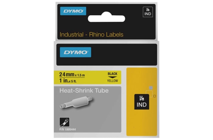 Industrial Rhino Labels  Heat-Shrink Tube 24mm X 1.5metres Htdyt24hsbkyl image