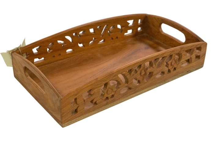 Serving Trays - Large Wooden Carved Tray image