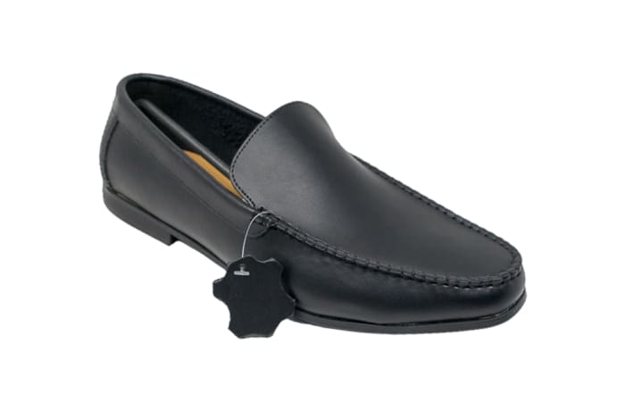 Men's Leather Driving Loafers  - Black image