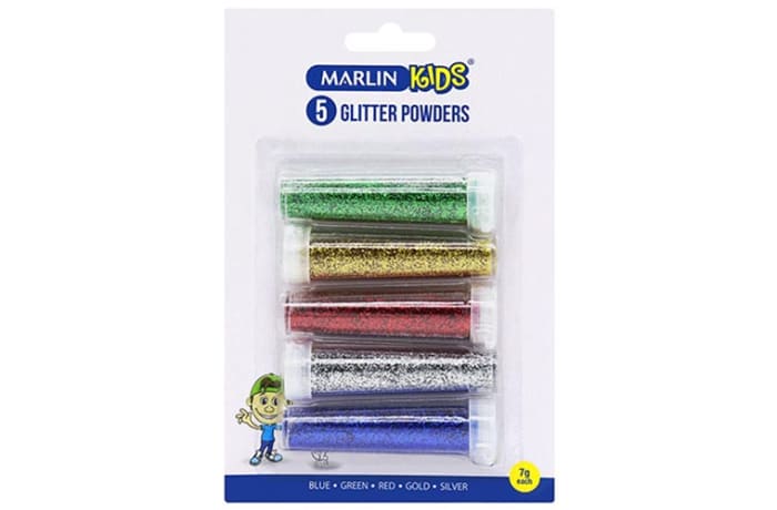 5 Glitter Powders Set   Blue, Green, Red, Gold & Silver image