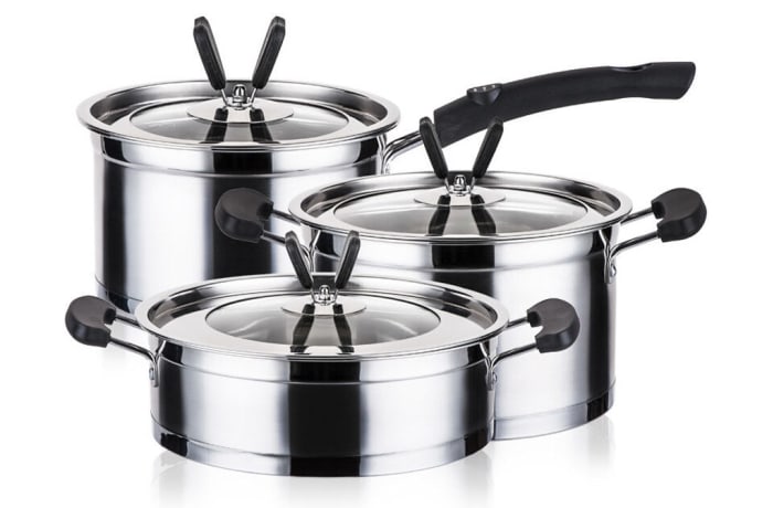 Stainless steel double bottom right angle pot three-piece - TG-102 image