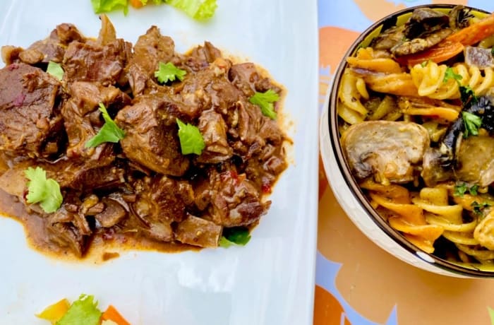 Red Wine Mutton & Chicken Mushroom Pasta image