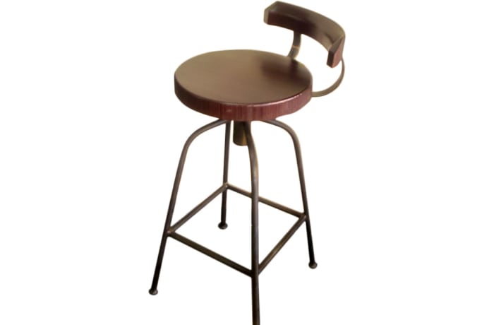 Round Teak Wood Swivel  Bar Stool image