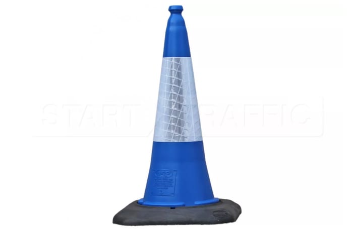 Warning Devices - Blue Road Cone with white reflective sleeve image