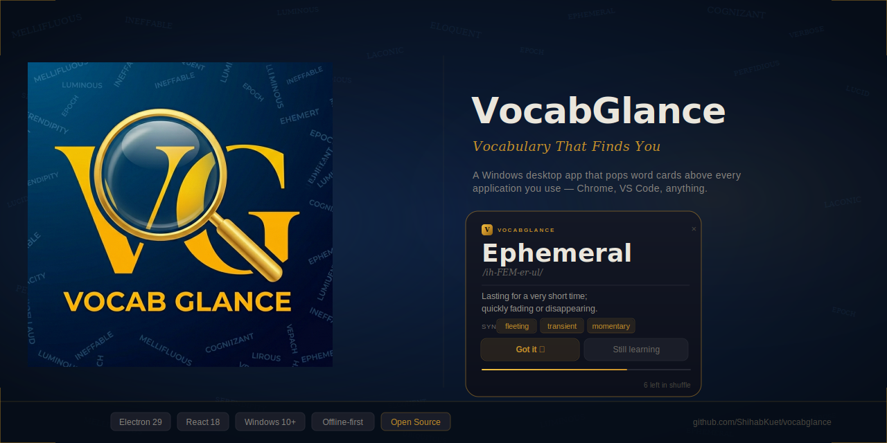VocabGlance — Windows Vocabulary Reminder