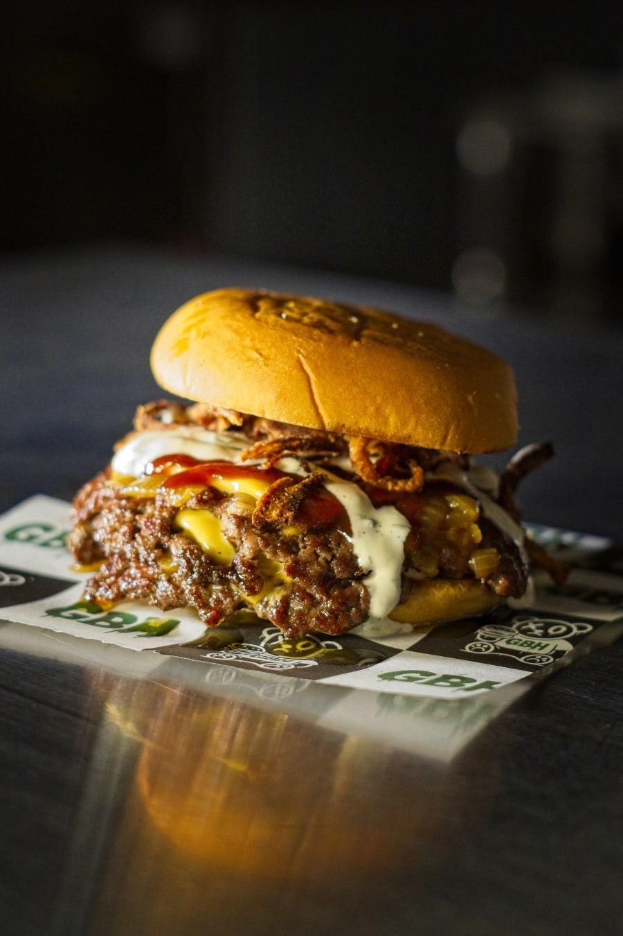 Got Buns Hun smash burger, close up