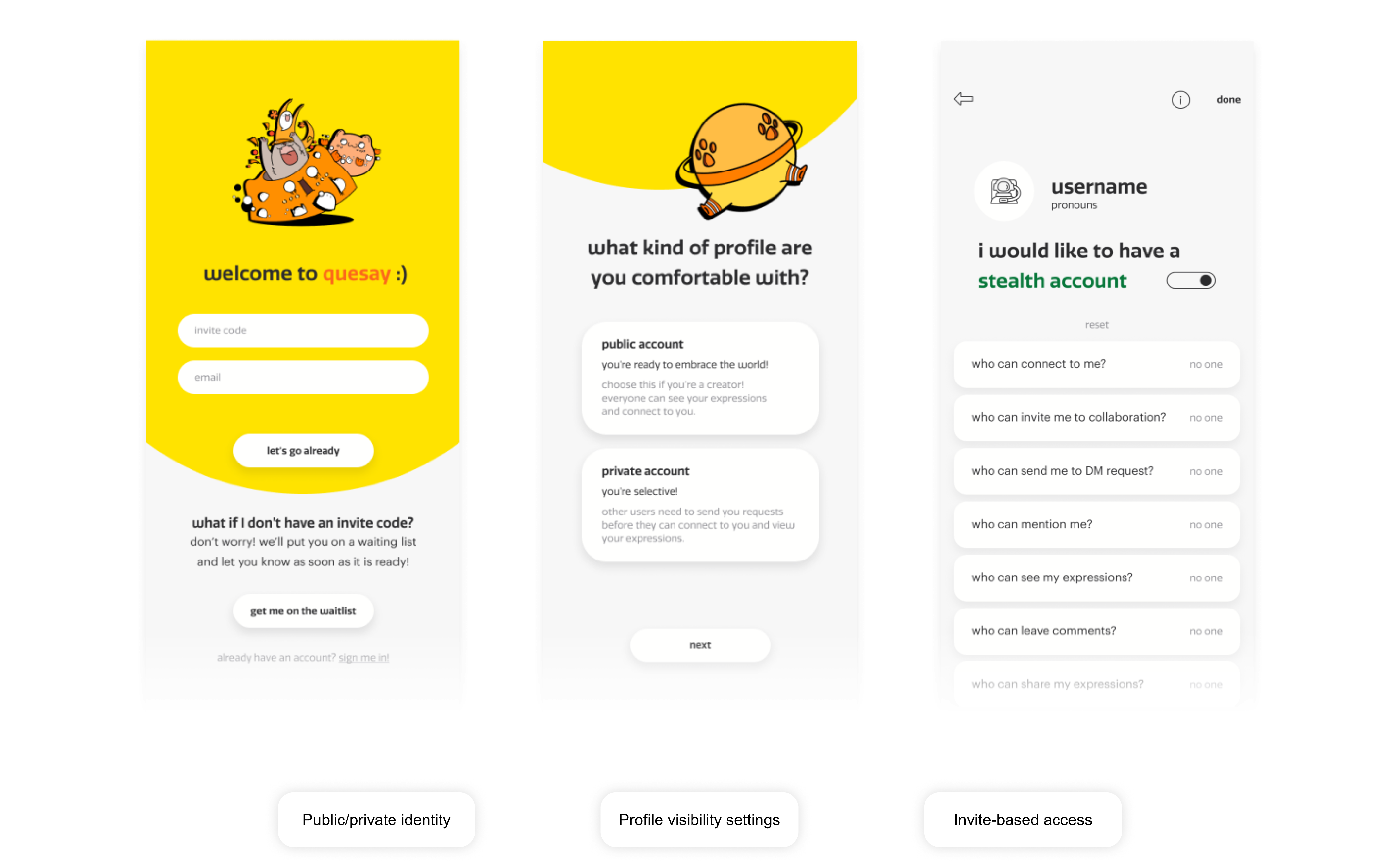 Quesay controls for choosing an audience and publishing an expression