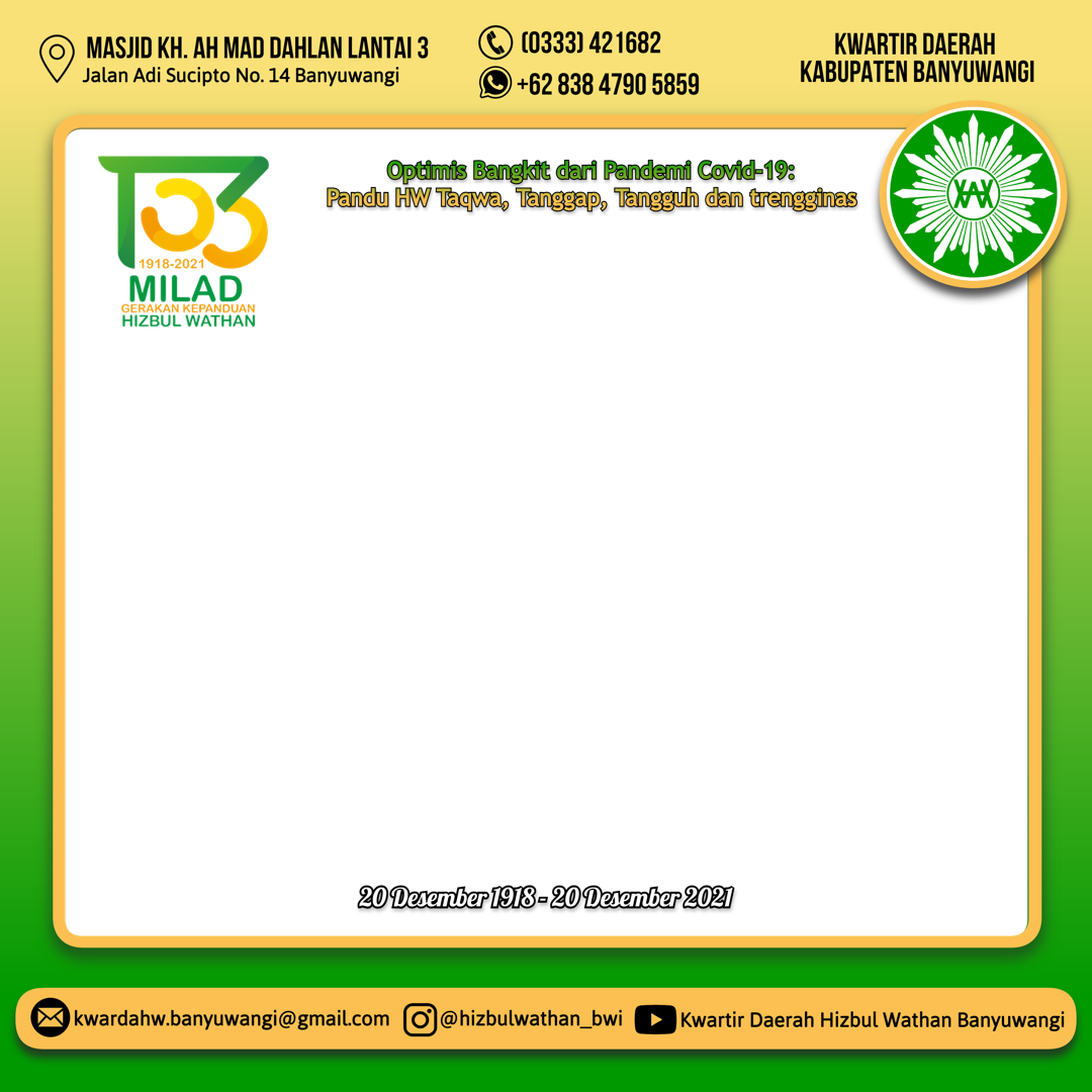 Gambar Twibbon Milad Gerakan Kepanduan Hizbul Wathan Ke103 Terkini buatan Kwartir Daerah Hizbul Wathan Banyuwangi