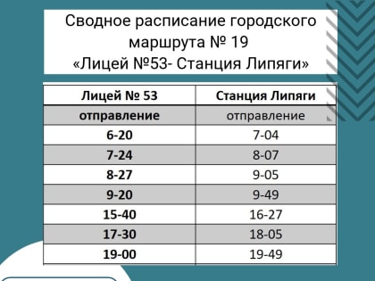 Маршрут № 19 от ст. Липяги