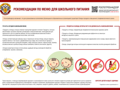О рекомендациях по формированию меню для школьного питания
