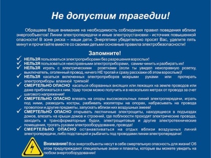 Правила поведения вблизи энергообъектов