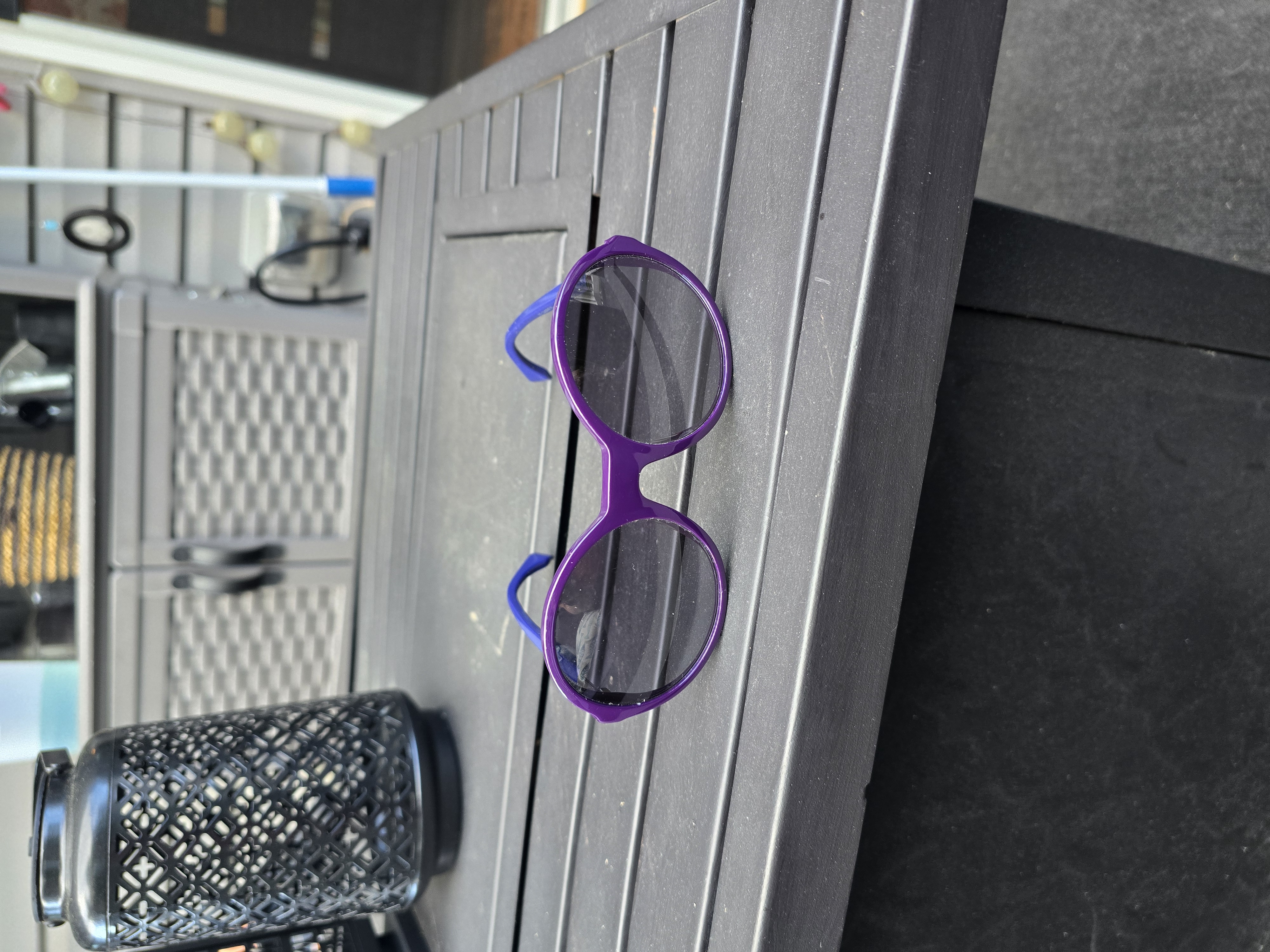 Fendi Purple & Cobalt Blue Round Sunglasses — Side