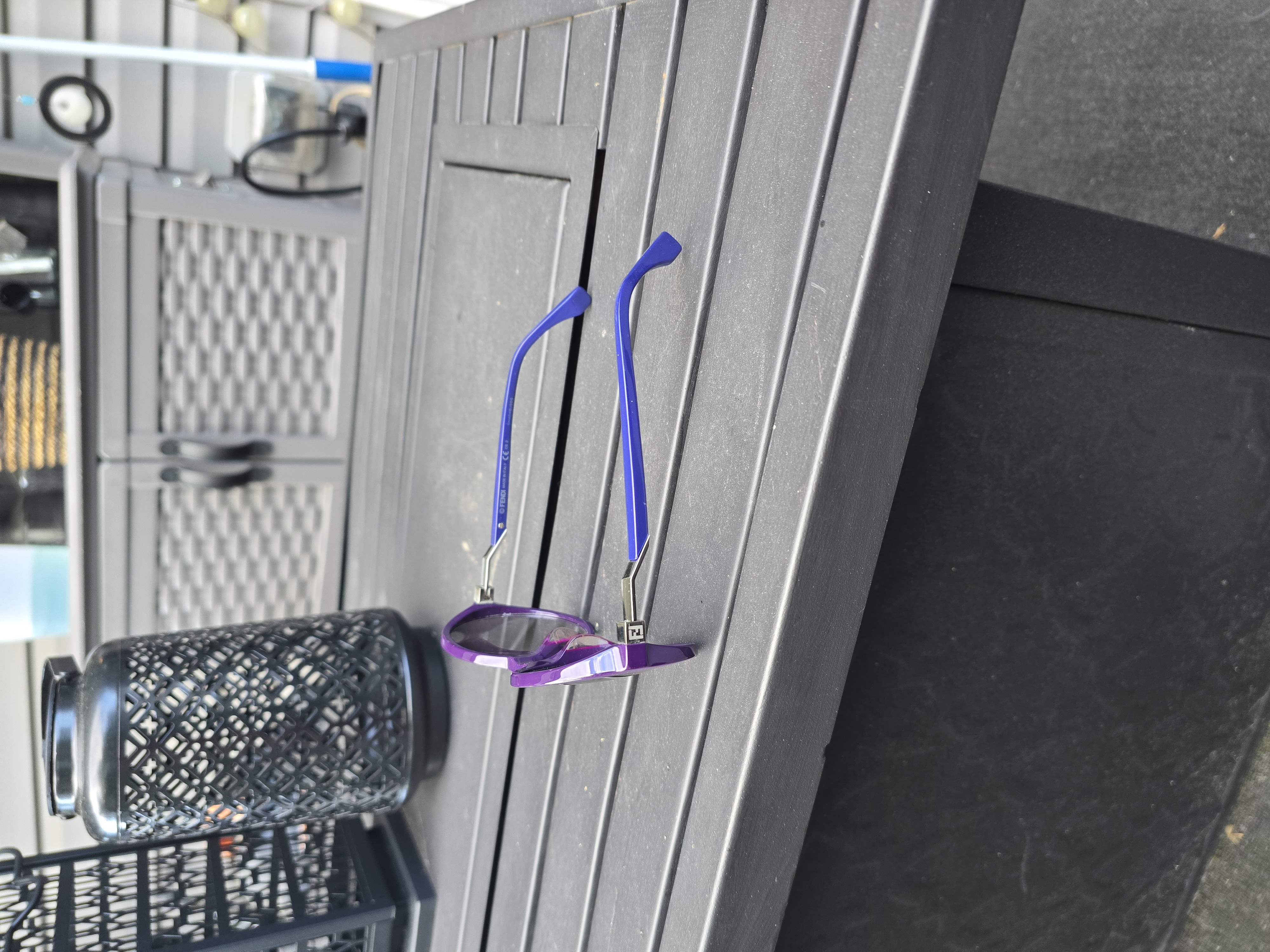 Fendi Purple & Cobalt Blue Round Sunglasses — Detail