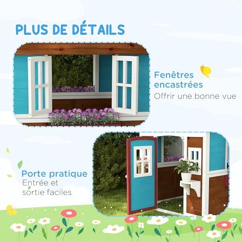 Vue 6 de Outsunny Cabane Enfant Exterieur
