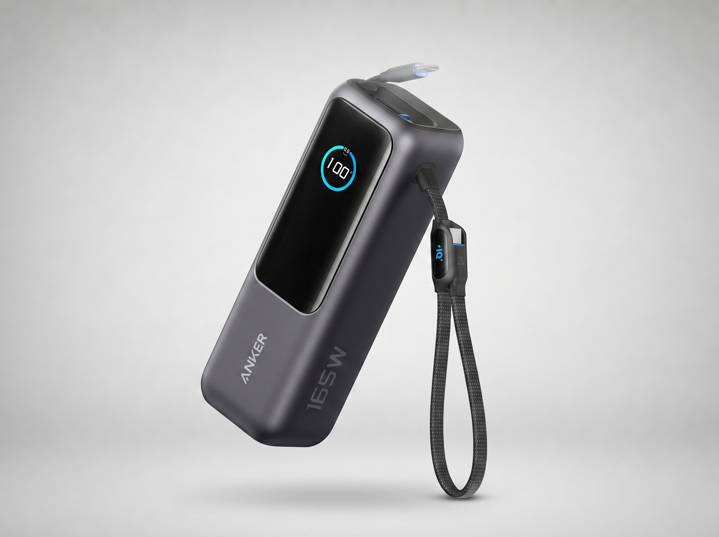 Anker Laptop Power Bank 25K 165W with built-in and retractable cables