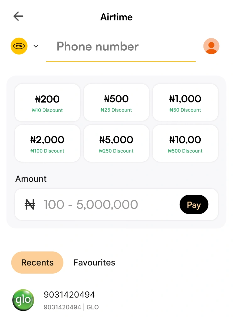 Airtime purchase discount options