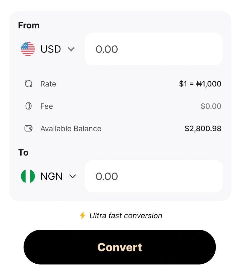 Currency conversion calculator with live exchange rate