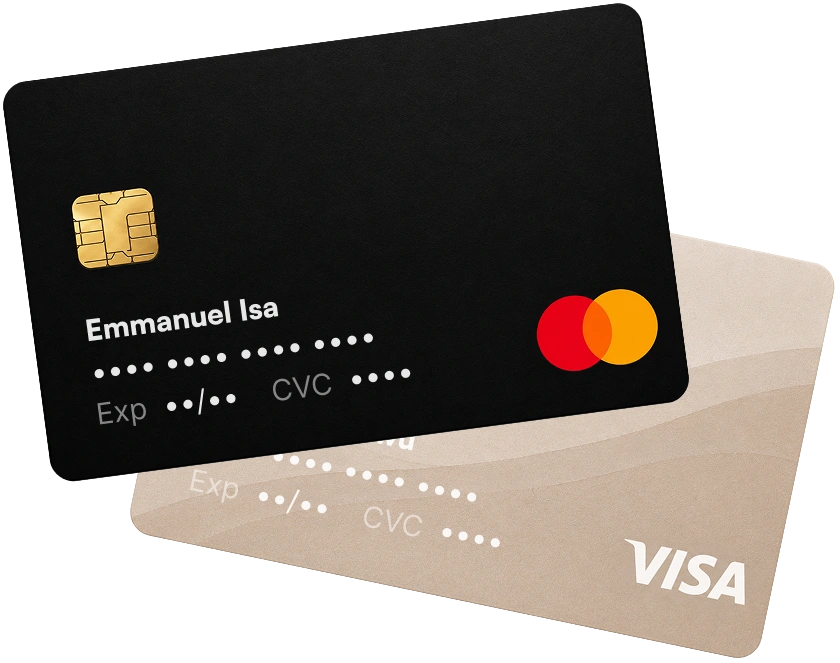 Stacked Mastercard and Visa virtual debit cards