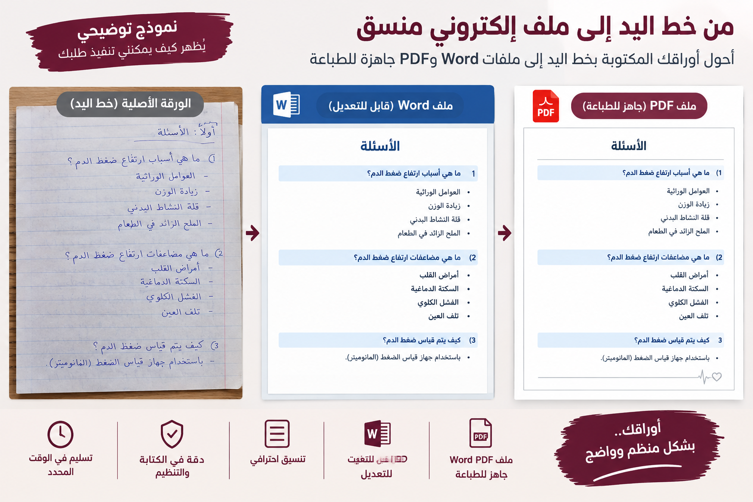 تحويل أوراق العمل المكتوبة بخط اليد إلى Word وPDF
