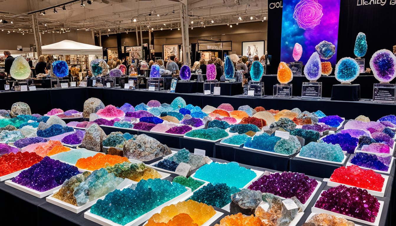 Amatista gigante brillante en exposición.