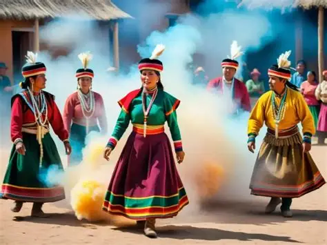 Hombres con monteras de cuero luchando en círculo.