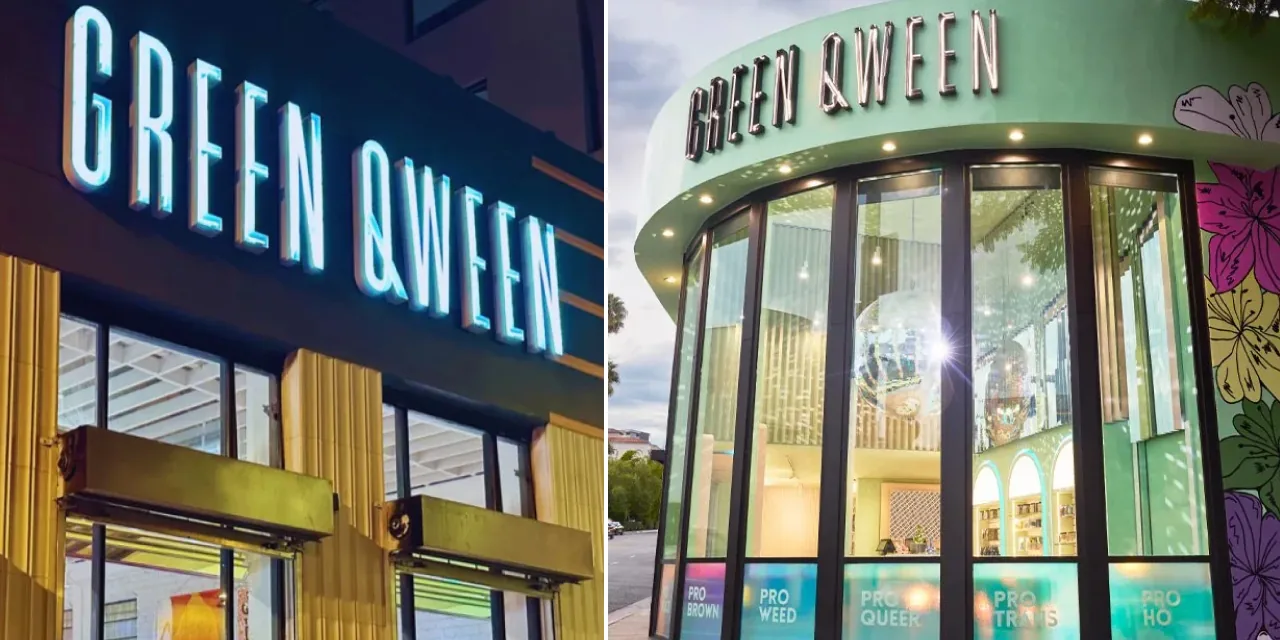 Green Qween dispensary Art Deco interior