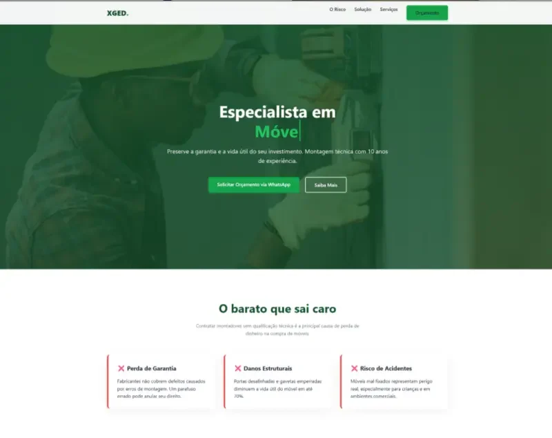Exemplo de site profissional criado pela XGED — modelo 9