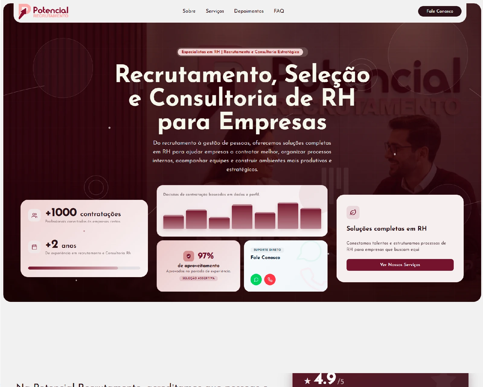 Exemplo de site profissional criado pela XGED — modelo 11