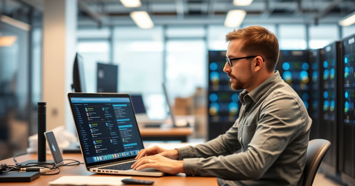 Profissional analisando os serviços necessários para manter um site empresarial
