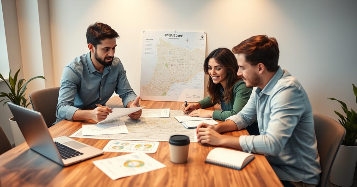 Equipe de pequena empresa planejando ações de SEO e presença local