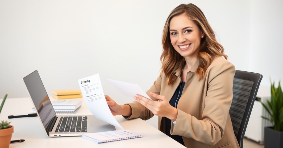 Dona de pequena empresa definindo prioridades de marketing digital