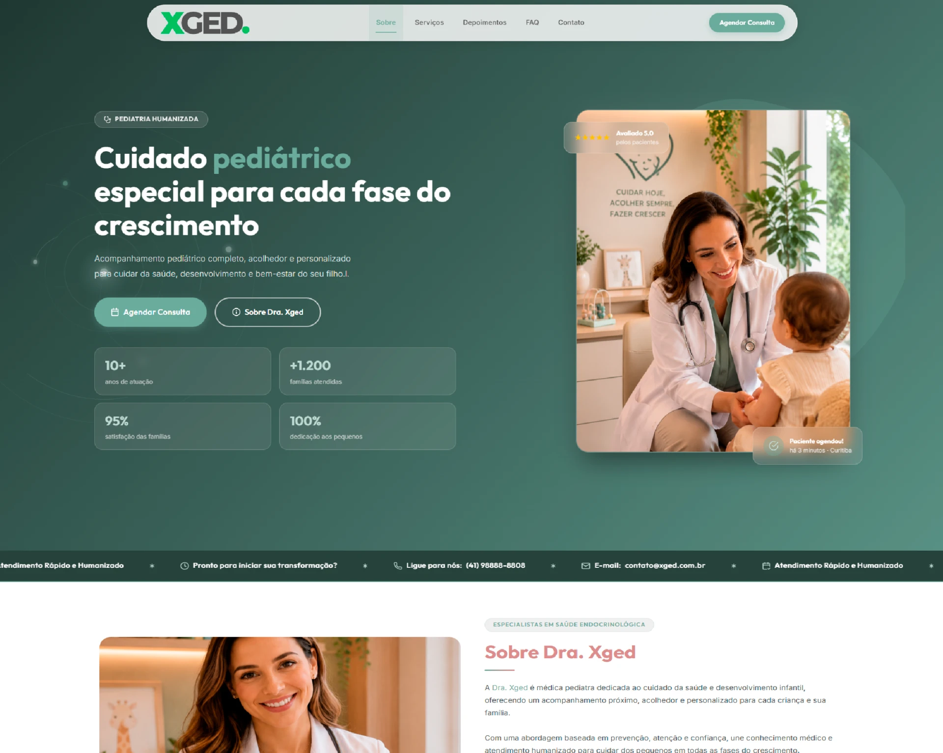 Exemplo de site profissional criado pela XGED — modelo 6
