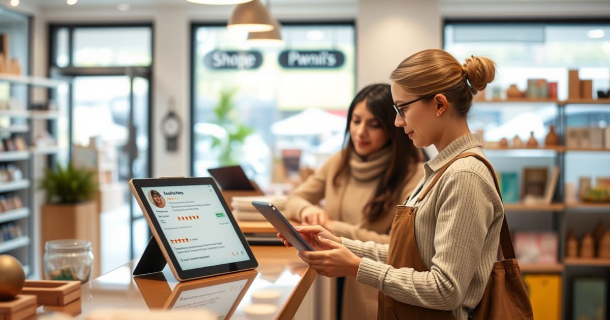 Dono de pequeno negócio conferindo avaliações de clientes que chegaram pelo Google Meu Negócio