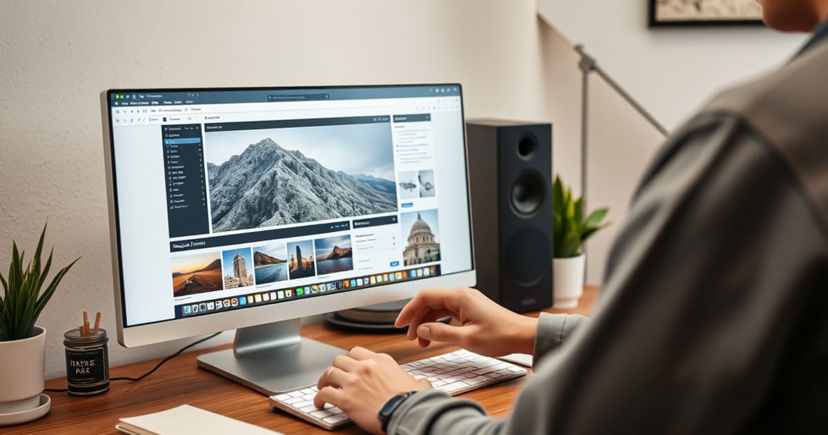 Designer otimizando e comprimindo imagens de um site antes de publicar