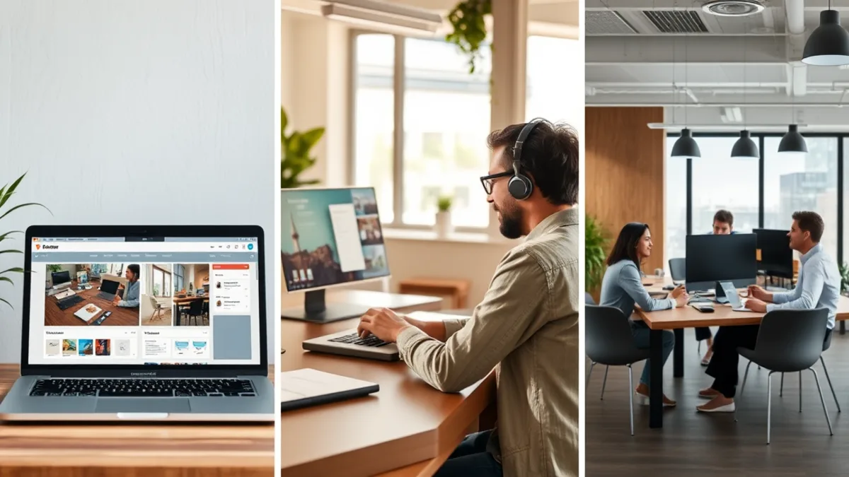 Comparação visual dos três modelos de criação de landing page: plataforma, freelancer e agência