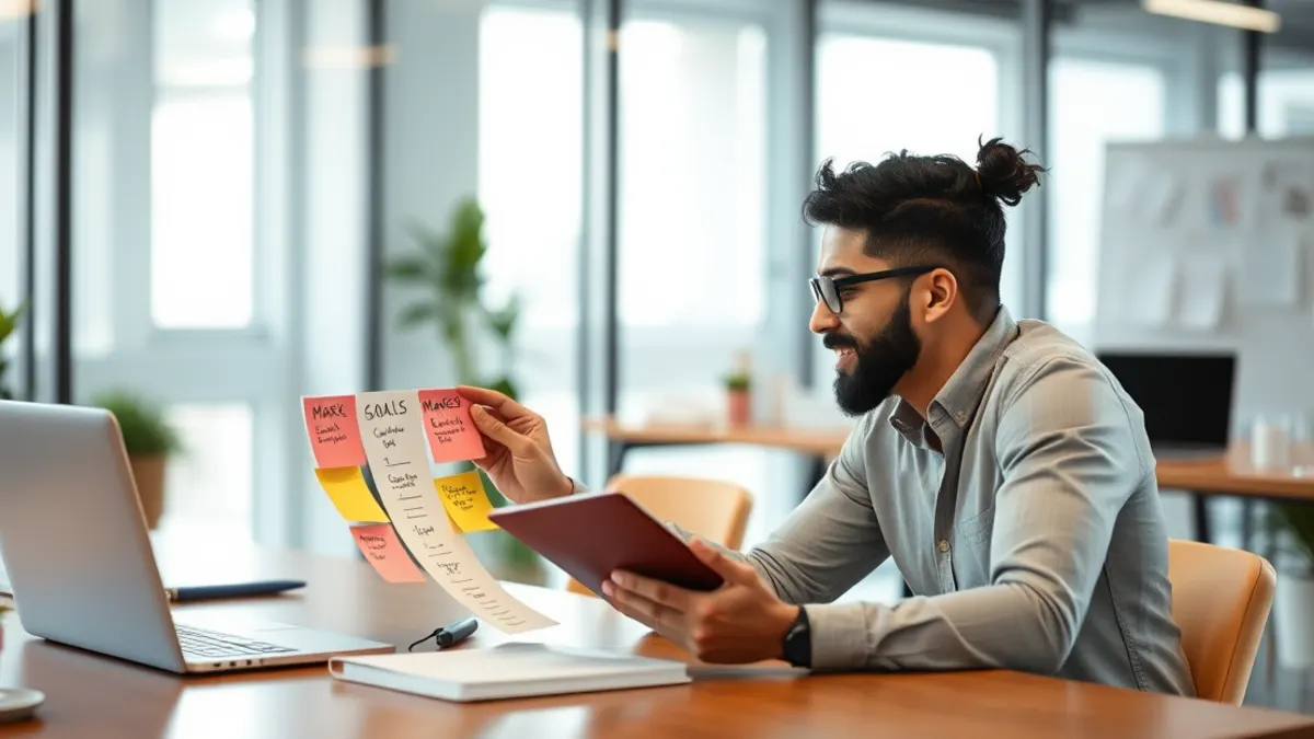 Empreendedor analisando objetivos de marketing para decidir entre site e landing page