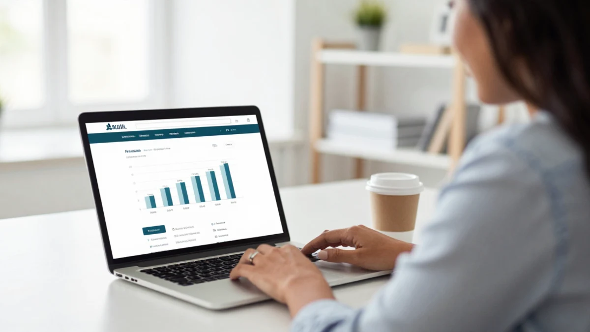 Empresária analisando o desempenho do blog integrado ao site