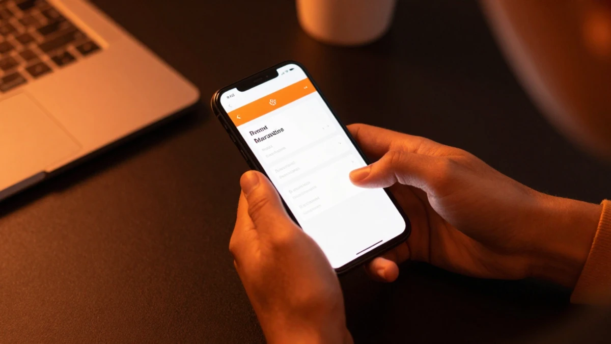 Profissional configurando uma página simples de links pelo celular
