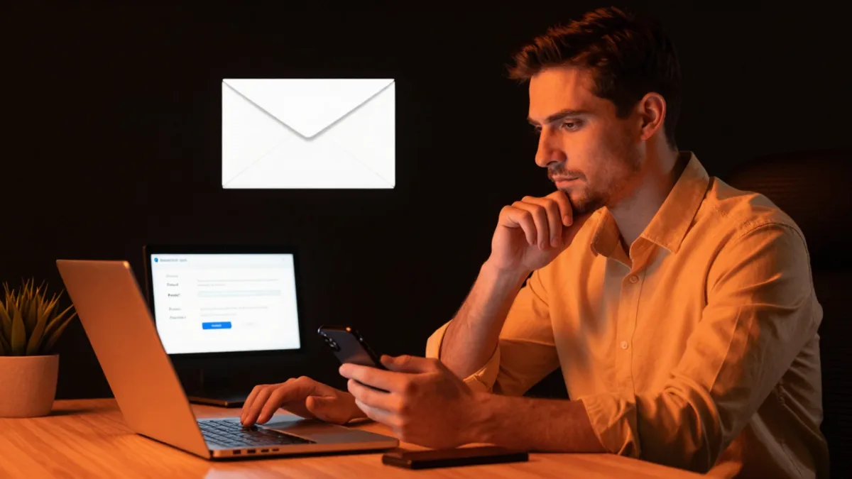 Pessoa escolhendo a configuração de e-mail adequada para a empresa
