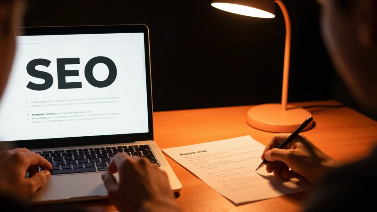 Profissional planejando conteúdo e SEO para atrair clientes qualificados