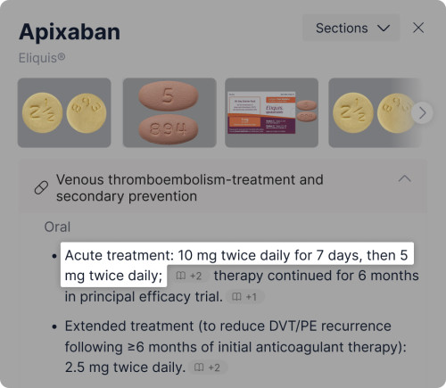 DoseCheck monograph modal showing full dosing details