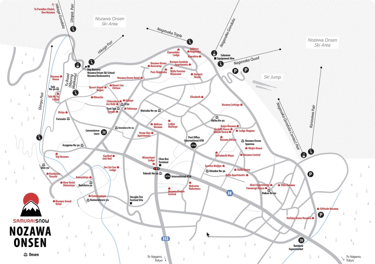 Nozawa Onsen town map