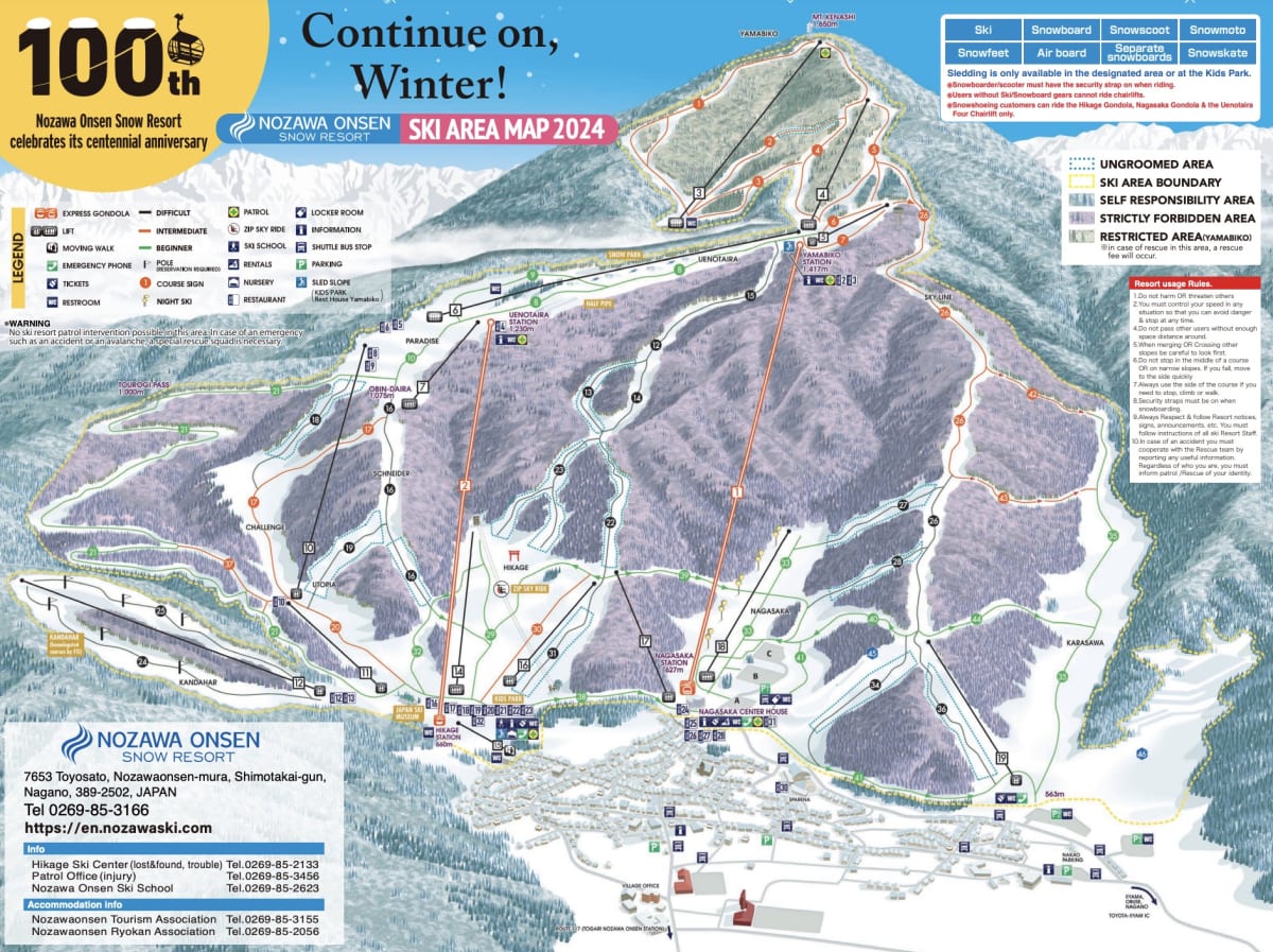 Nozawa Onsen ski resort map