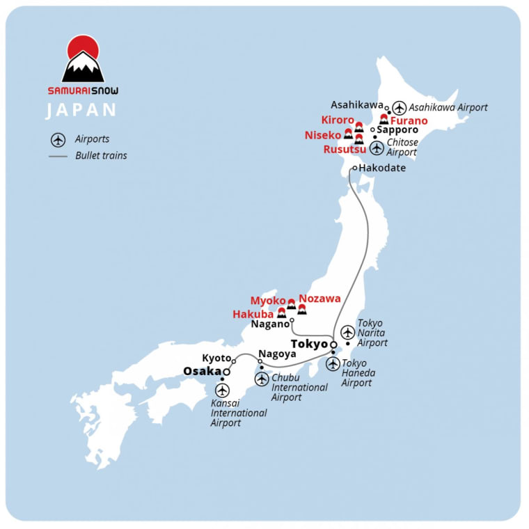 Orientation pair: Japan ski mountains map